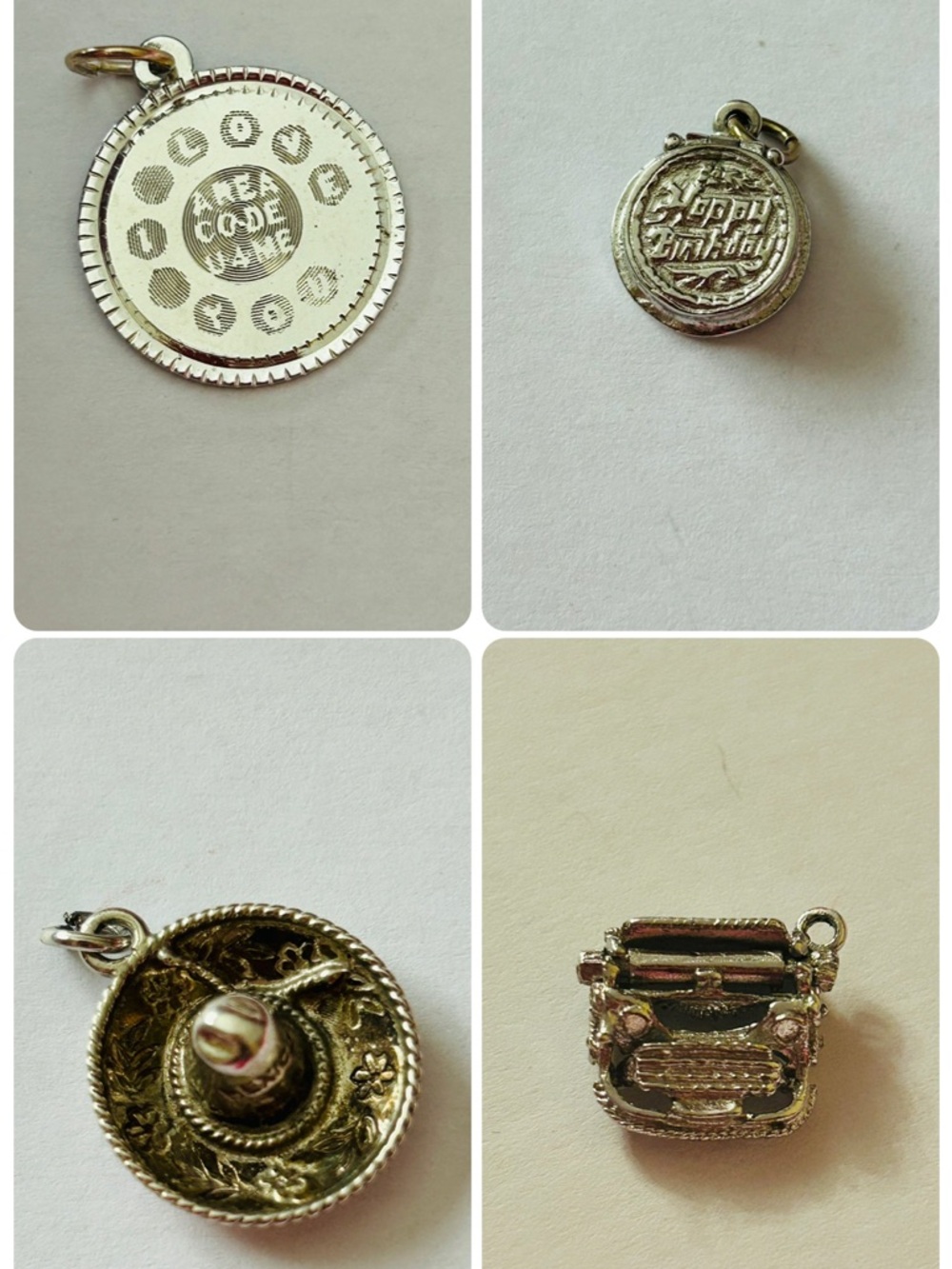 Lot of 4 vintage sterling silver charms